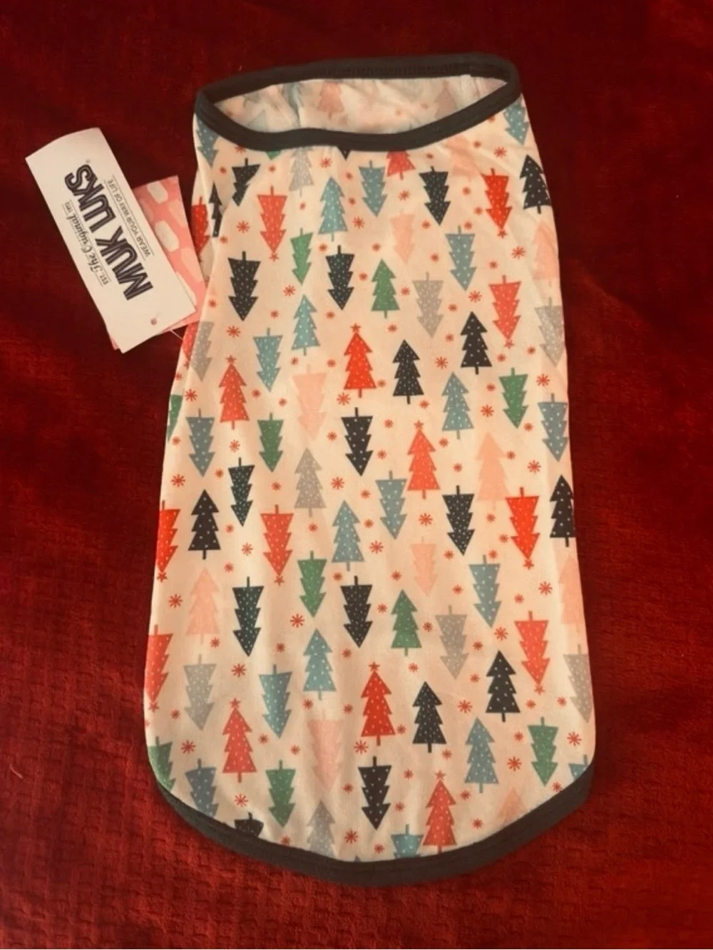 Muk Luks Multicolor Holiday Tree Dog Tank with Green Trim